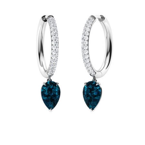 Gold Natural London Topaz Diamonds Drop EarRings