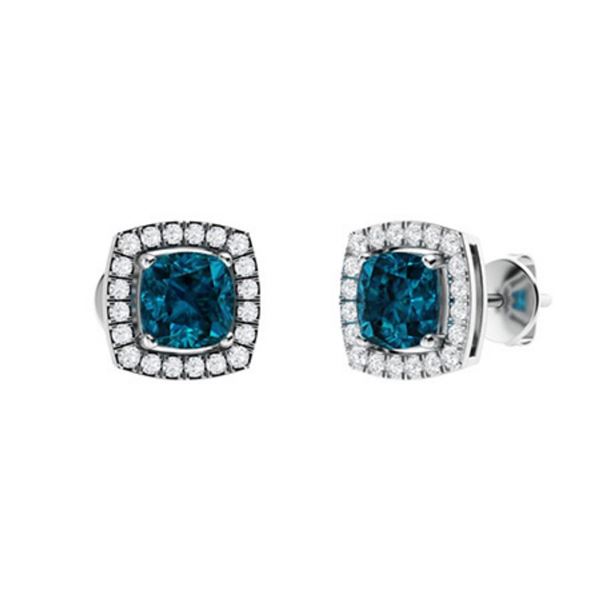 Gold Natural London Topaz Diamonds EarStuds