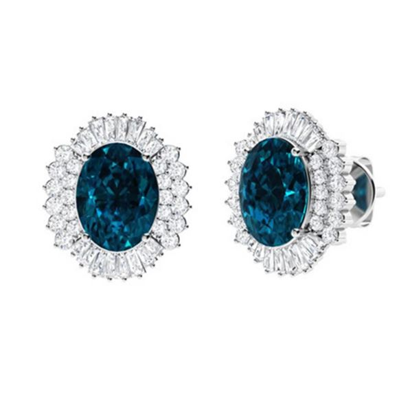 Gold Natural London Topaz Diamonds 5.50 Cts EarStuds