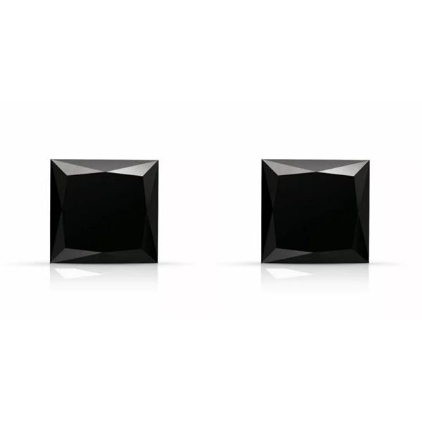 Lab Princess Black Diamond Pair 8.09 Carats