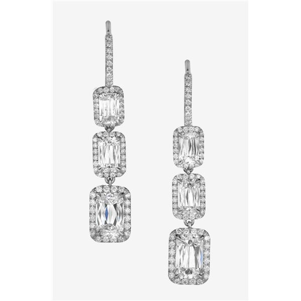 Gold & White Diamond 5.52 Cts Drop Earrings