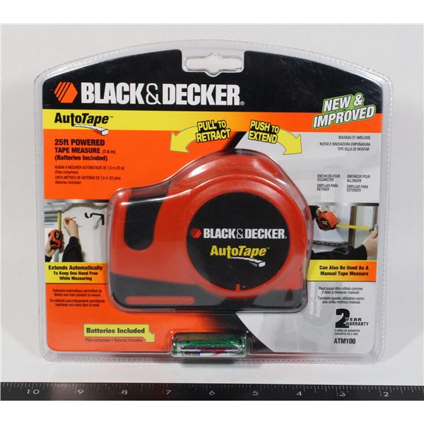 NEW BLACK&DECKER 25FT AUTOTAPE WITH BATTERIES