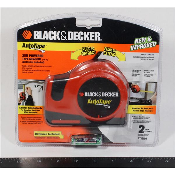 NEW BLACK&DECKER 25FT AUTOTAPE WITH BATTERIES