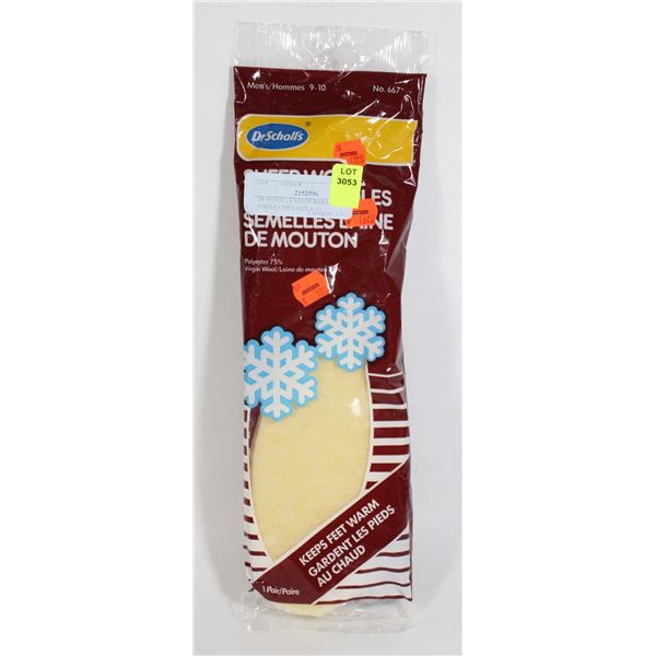 DR SCHOLLS SHEEP WOOL FLEECE INSOLES MEN SIZE 9-10