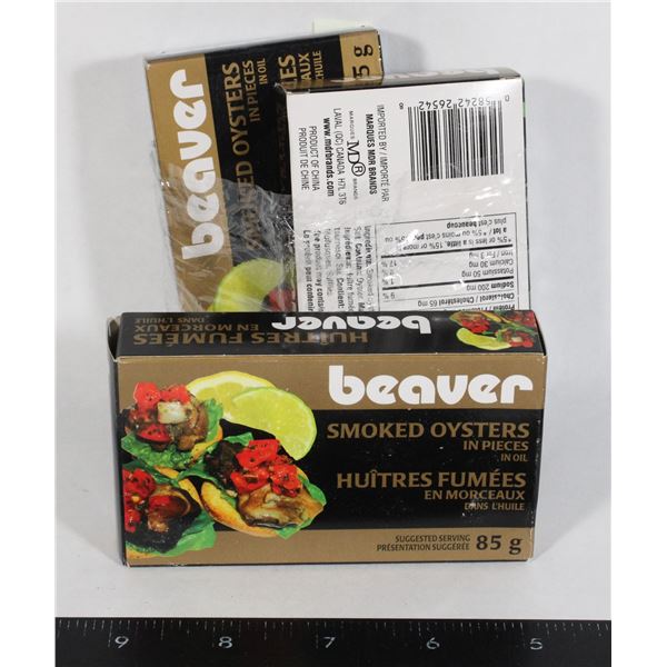 3PK OF BEAVER SMOKED OYSTERS IN PIECES IN OIL 85G