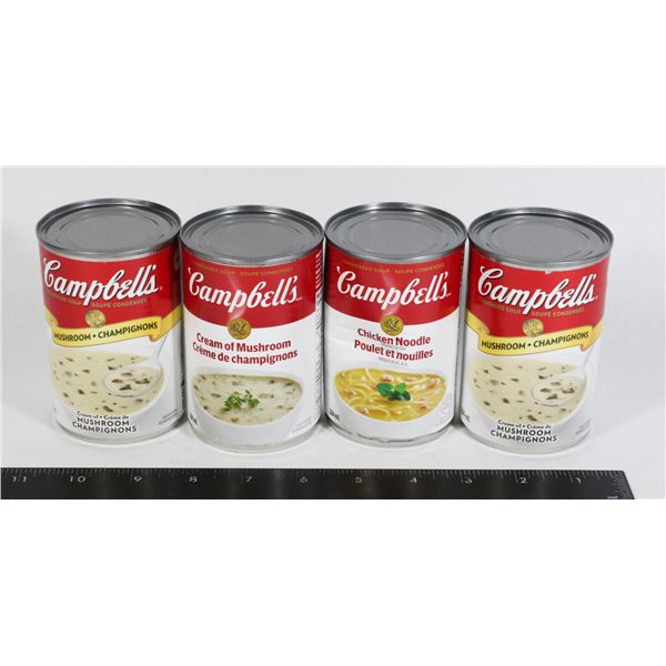 BUNDLE OF 4 CAMPBELL SOUPS, TWO DENTED