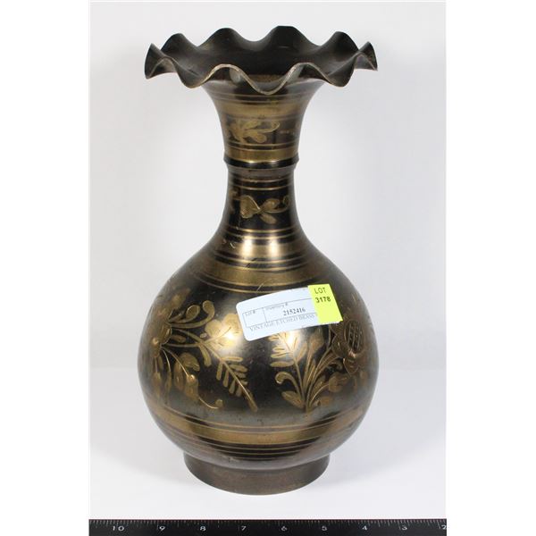 VINTAGE ETCHED BRASS VASE