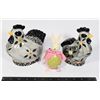 Image 1 : PAIR OF CERAMIC CHICKENS, PLASTIC BUNNY