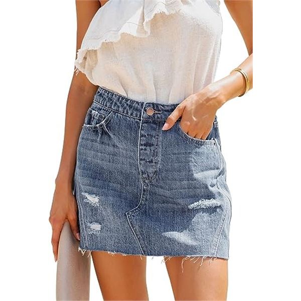 NEW HERBATOMIA WOMEN'S BLUE RIPPED SHORT DENIM