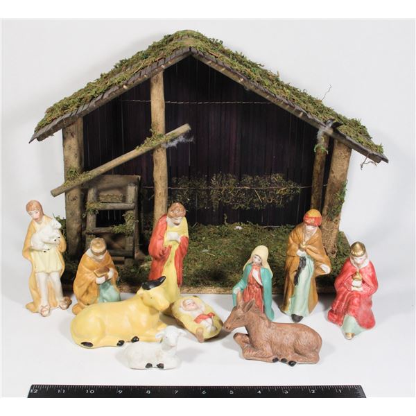 NATIVITY SET WITH FIGURES *INCOMPLETE, VIEW PICTURES