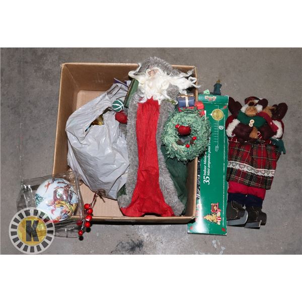BOX OF ASSORTED CHRISTMAS DECORATIONS