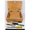 Image 1 : WOOD LOCKBOX WITH OLD TOOLS