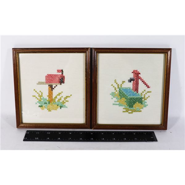 TWO HANDMADE FRAMED ART PIECES