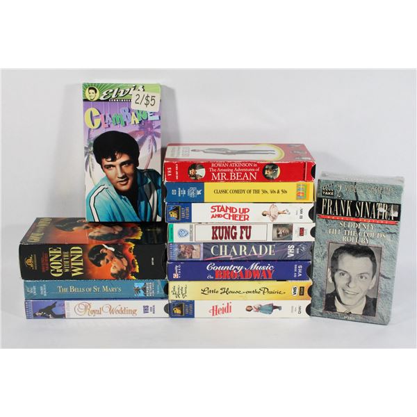 BOX OF CLASSIC VHS MOVIES INCLUDING GONE WITH THE