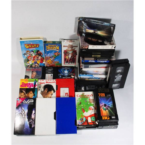 BOX OF 10+ ASSORTED VHS AND DVDS