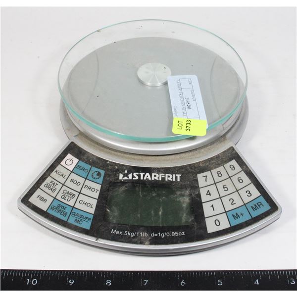 STARFRIT KITCHEN SCALE *UNTESTED, SOLD AS IS, NO BATTERY