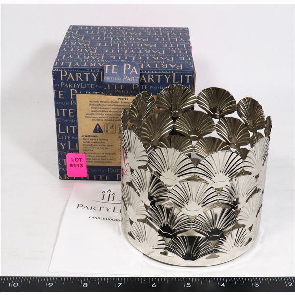 PARTYLITE SEASHELLS METAL JAR HOLDER