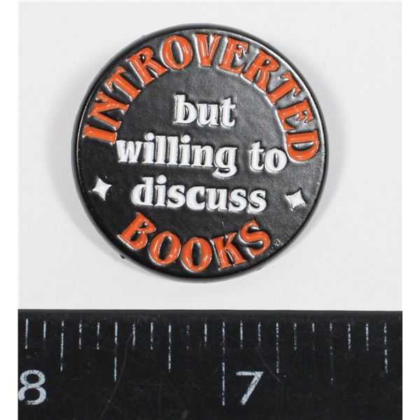 NEW BOOK THEME LAPEL PIN INTROVERTED BUT WILLING