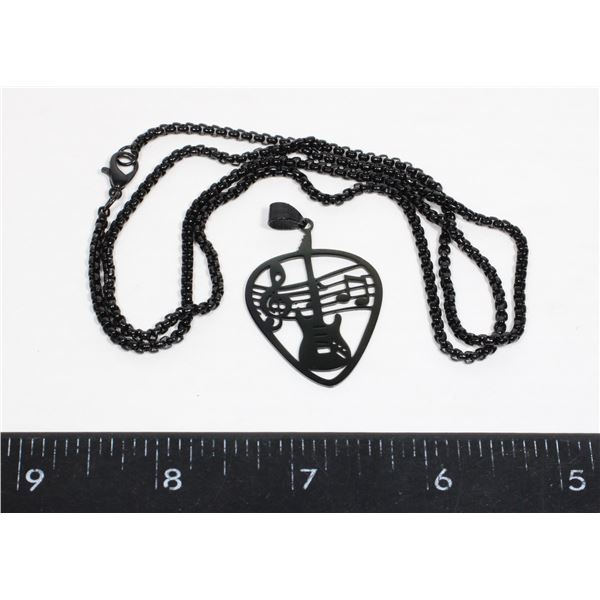 NEW STAINLESS STEEL GUITAR PICK PEDANT AND CHAIN