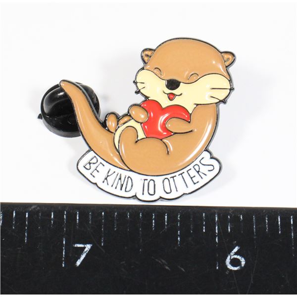 NEW PUNNY ANIMAL LAPEL PIN. BE KIND TO OTTERS