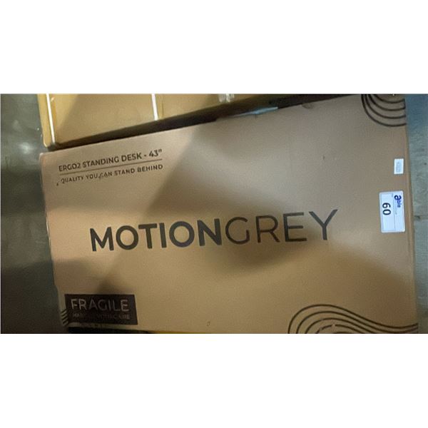 MOTION GREY STANDING DESK IN BOX: BROWN TOP/BLACK FRAME
