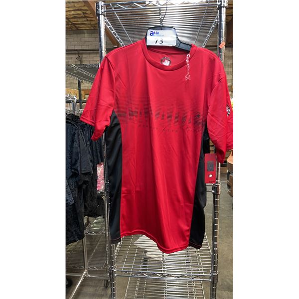 *NEW WITH TAGS* (6) CANADA WEATHER GEAR RED & BLACK T SHIRTS: SIZE M