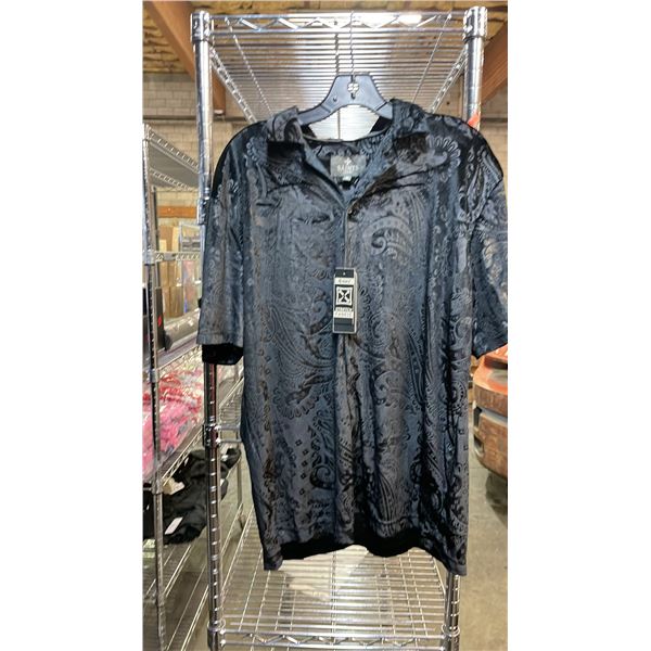 *NEW WITH TAGS* (2) SAINTS STUDIO BLACK PATTERNED VELVET SHIRTS: SIZE S
