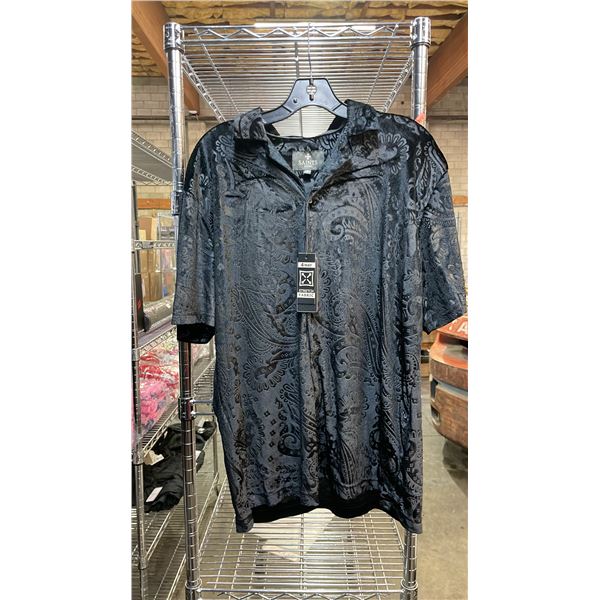 *NEW WITH TAGS* (5) SAINTS STUDIO BLACK PATTERNED VELVET SHIRTS: SIZE L