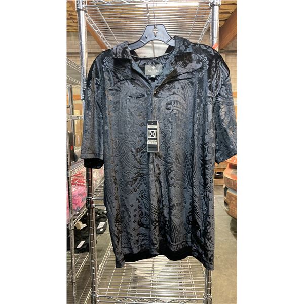 *NEW WITH TAGS* (3) SAINTS STUDIO BLACK PATTERNED VELVET SHIRTS: SIZE XL
