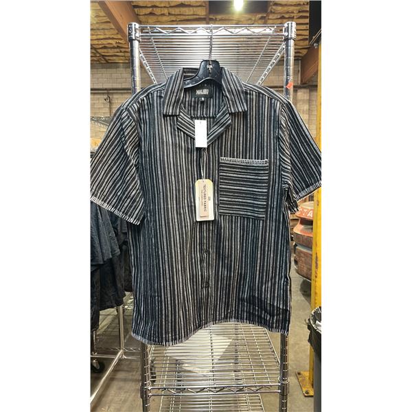 *NEW WITH TAGS* (2) MALIBU BY DRILL BLACK & WHITE STRIPED SHIRTS: SIZE S