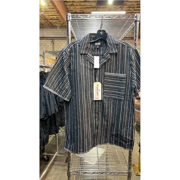 *NEW WITH TAGS* (5) MALIBU BY DRILL BLACK & WHITE STRIPED SHIRTS: SIZE L