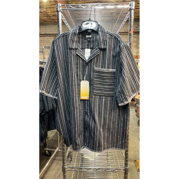 *NEW WITH TAGS* (2) MALIBU BY DRILL BLACK & WHITE STRIPED SHIRTS: SIZE XL