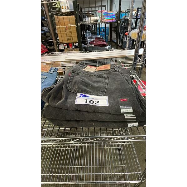 *NEW WITH TAGS* (3) PAIRS OF LEVI'S BLACK SUPER LOW LOOSE JEANS: SIZE 31 32