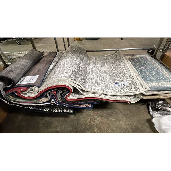 SHELF OF ASSORTED CARPET RUNNERS & DOOR MATS