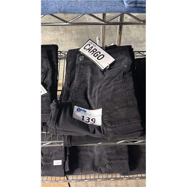 *NEW WITH TAGS* 3 PAIRS OF BLACK CARGO LOW RISE STRETCH DENIM JEANS: SIZE 3
