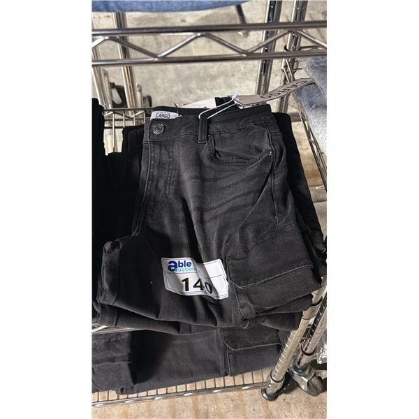 *NEW WITH TAGS* 3 PAIRS OF BLACK CARGO LOW RISE STRETCH DENIM JEANS: SIZE 5