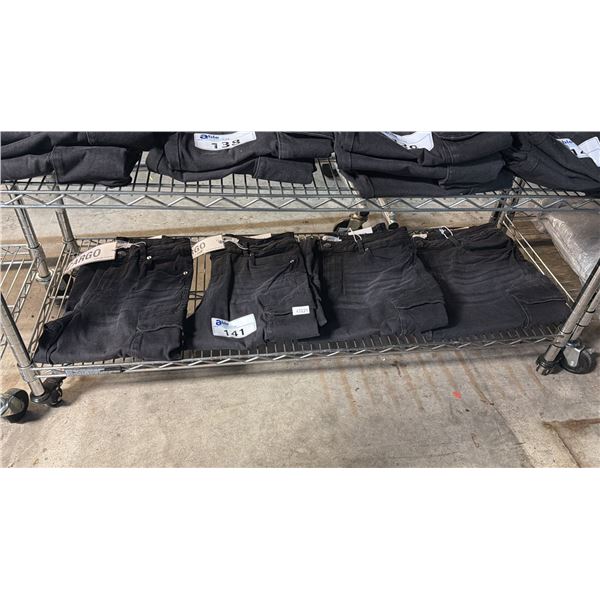 *NEW WITH TAGS* 4 PAIRS OF BLACK CARGO LOW RISE STRETCH DENIM JEANS: ASSORTED SIZES