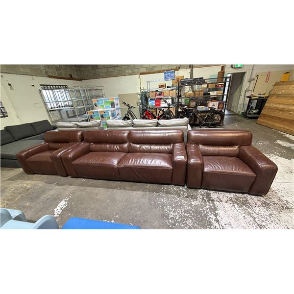 3-PC LEATHER SOFA & CHAIRS SET