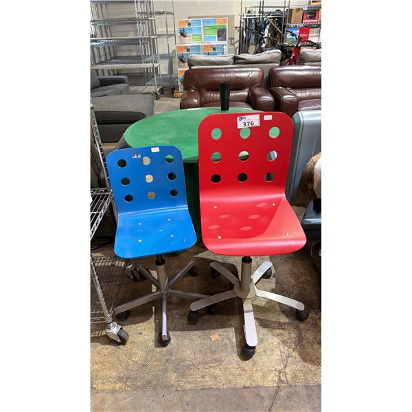 2 ROLLING ARMLESS OFFICE CHAIRS