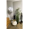 Image 1 : ASSORTED ITEMS INCLUDING; FLOOR LAMPS, DESK LAMP, FAUX PLANT & SEVILLE CLASSICS TOWER HEATER