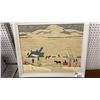 Image 1 : FRAMED PRINT BY SARAH MARGARET ROBERTSON TITLED "ICE CUTTING" 27" X 23"