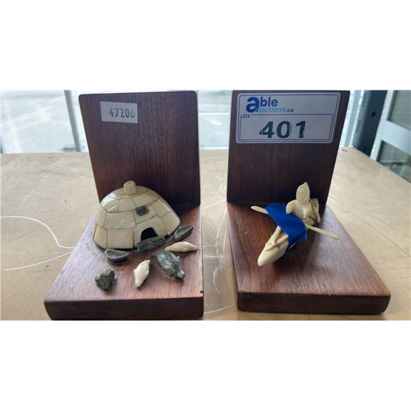 PAIR OF INUIT BOOKENDS