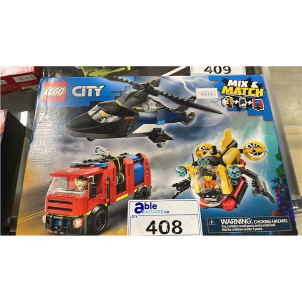 LEGO CITY HELICOPTER, FIRE TRUCK & SUBMARINE REMIX 60462 BUILDING TOY (MAY BE MISSING PIECES)