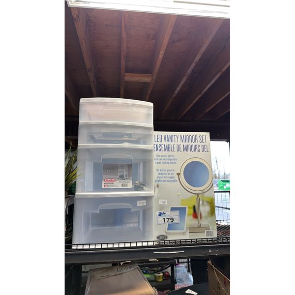 STERILITE 4 DRAWER CART & LED VANITY MIRROR SET