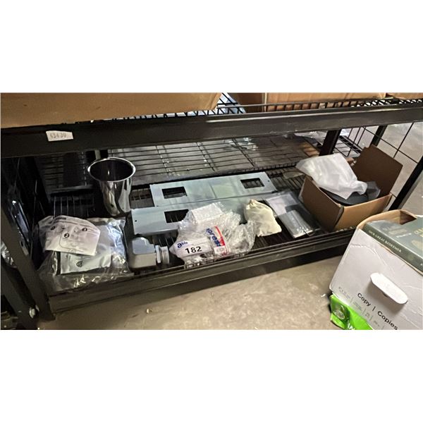 ASSORTED ELECTRICAL & PLUMBING PARTS: VALVE TRIM, PANEL BOARD FILLER PLATES, OVERFLOW DRAIN & MORE