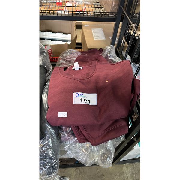 *NEW WITH TAGS* BAG OF SWS ATHLETICS BURGUNDY SWEATSHIRTS: SIZES XS-XL