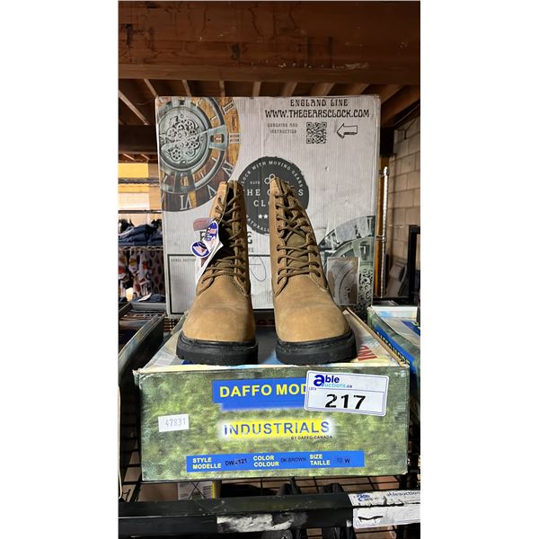 *NEW* DAFFO MODE INDUSTRIALS DW-121 BROWN SIZE 10W STEEL TOE BOOTS