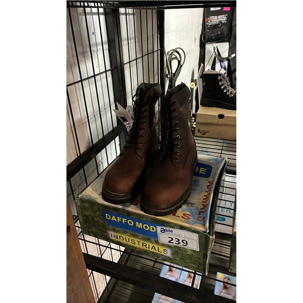 *NEW* DAFFO MODE INDUSTRIALS DW-908 BROWN SIZE 10 STEEL TOE BOOTS