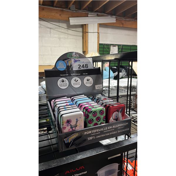 *NEW* RETAIL DISPLAY BOX OF ASSORTED E-TECH ALUMINUM WALLETS