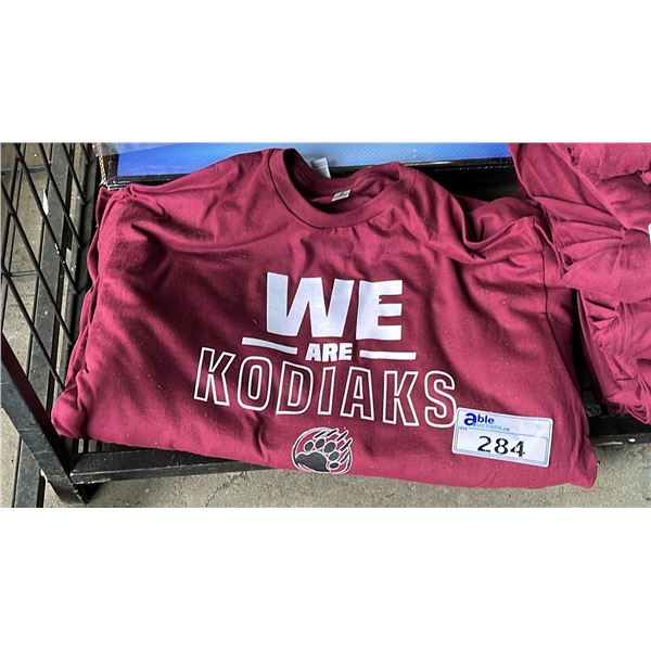 *NEW WITH TAGS* (10) GILDAN "WE ARE KODIAKS" BURGUNDY T SHIRTS: SIZE XL